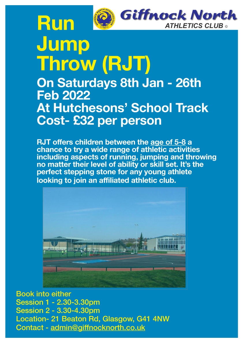 Run, Jump, Throw Sessions Places left Giffnock North Athletics Club